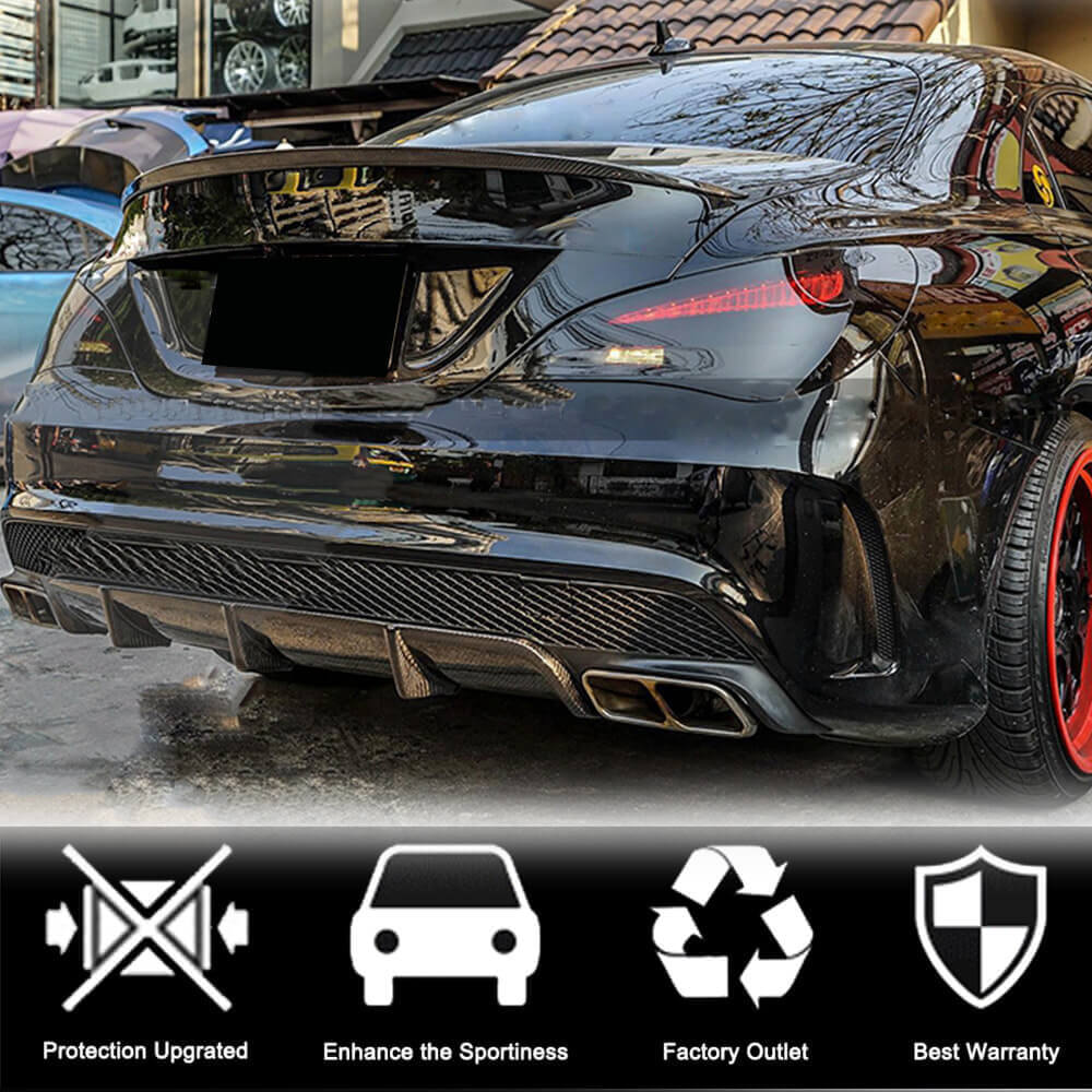Rear Bumper Diffuser V2 (for AMG-Line / CLA45 AMG 2013-2016, Carbon) for Mercedes CLA C117 2013-2019 - image 4