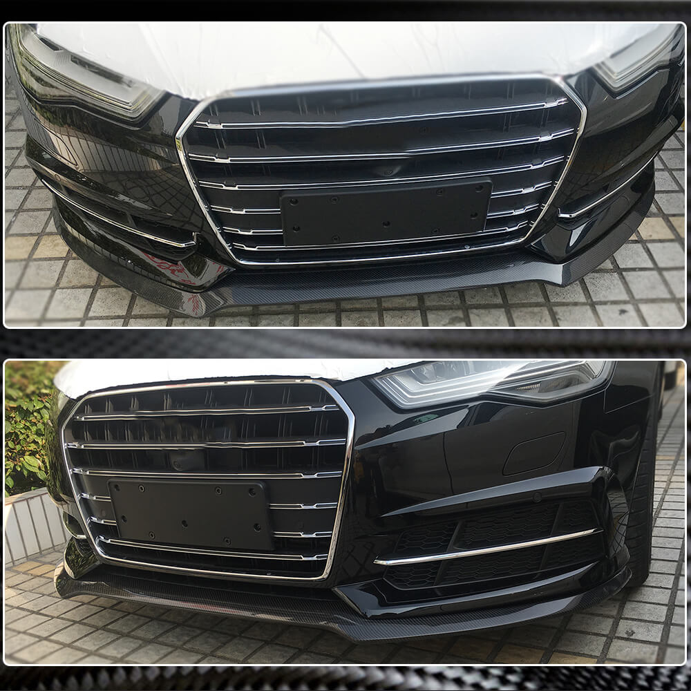 Front bumper lip Carbon V3 (for S-Line 2014-2018) for Audi A6 C7 2011-2017 - image 4