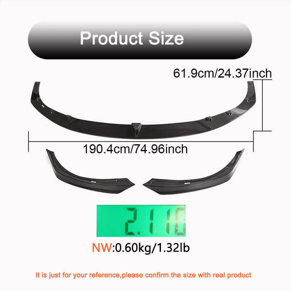 Front Bumper Lip V2 (2021+, Carbon) for Tesla Model S 2012– - image 4