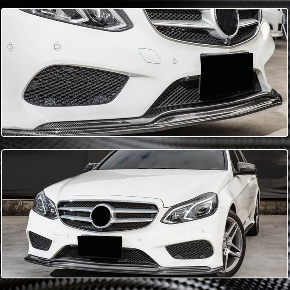 Front Bumper Lip V1 for AMG-Line 2013-2016 Carbon for Mercedes E-сlass W212 2009-2016 - image 4