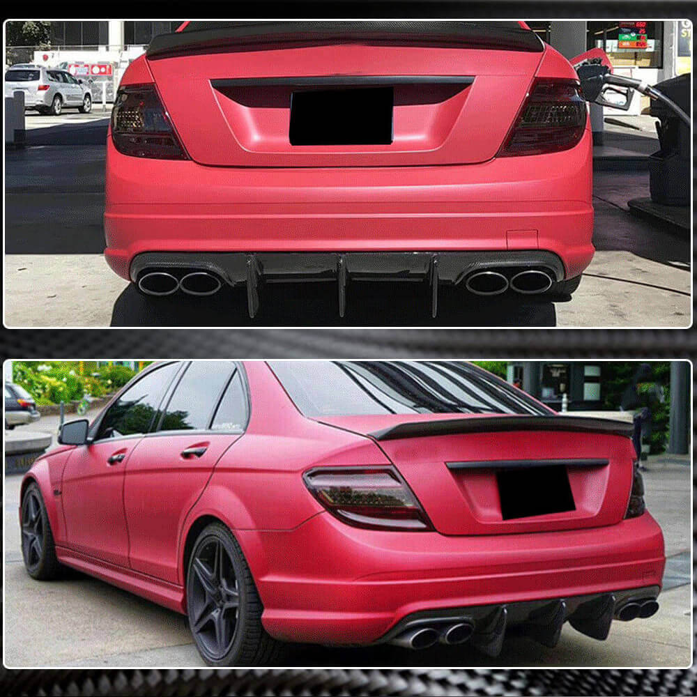 Rear Bumper Diffuser V1 for AMG SD 2008-2011, Carbon for Mercedes C-class W204 2007-2015 - image 4