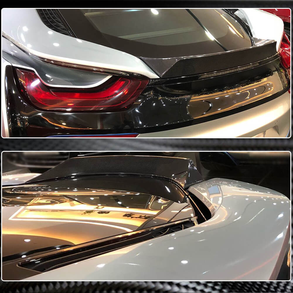 Rear Trunk Spoiler Dry Carbon Fiber V2 for BMW I8 2014-2020 - image 4