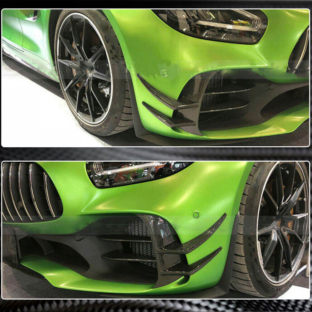 Front bumper extensions V2 (for GT R 2016-2019, Dry Carbon) for Mercedes AMG GT C190/R190 2014-2022 - image 4