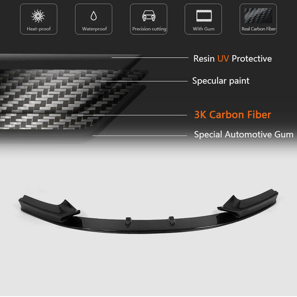 Front Bumper Lip V3 for F22/23 M-Sport, Carbon for BMW 2 Series F22/F23 2014-2021 - image 4