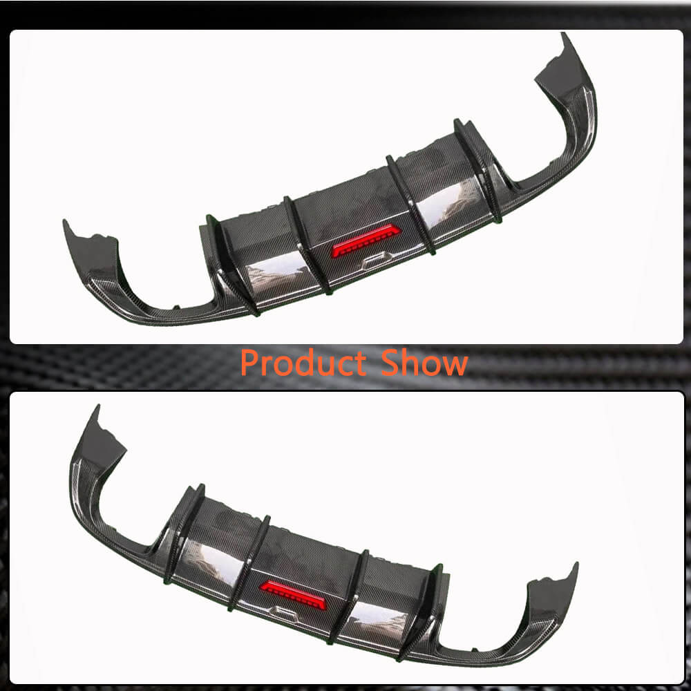Rear bumper diffuser with LED brake light (for Base Sedan 2017-2020, Carbon) for Audi A3 2012-2020 - image 4