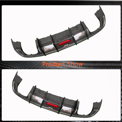 Rear bumper diffuser with LED brake light (for Base Sedan 2017-2020, Carbon) for Audi A3 2012-2020 - image 4