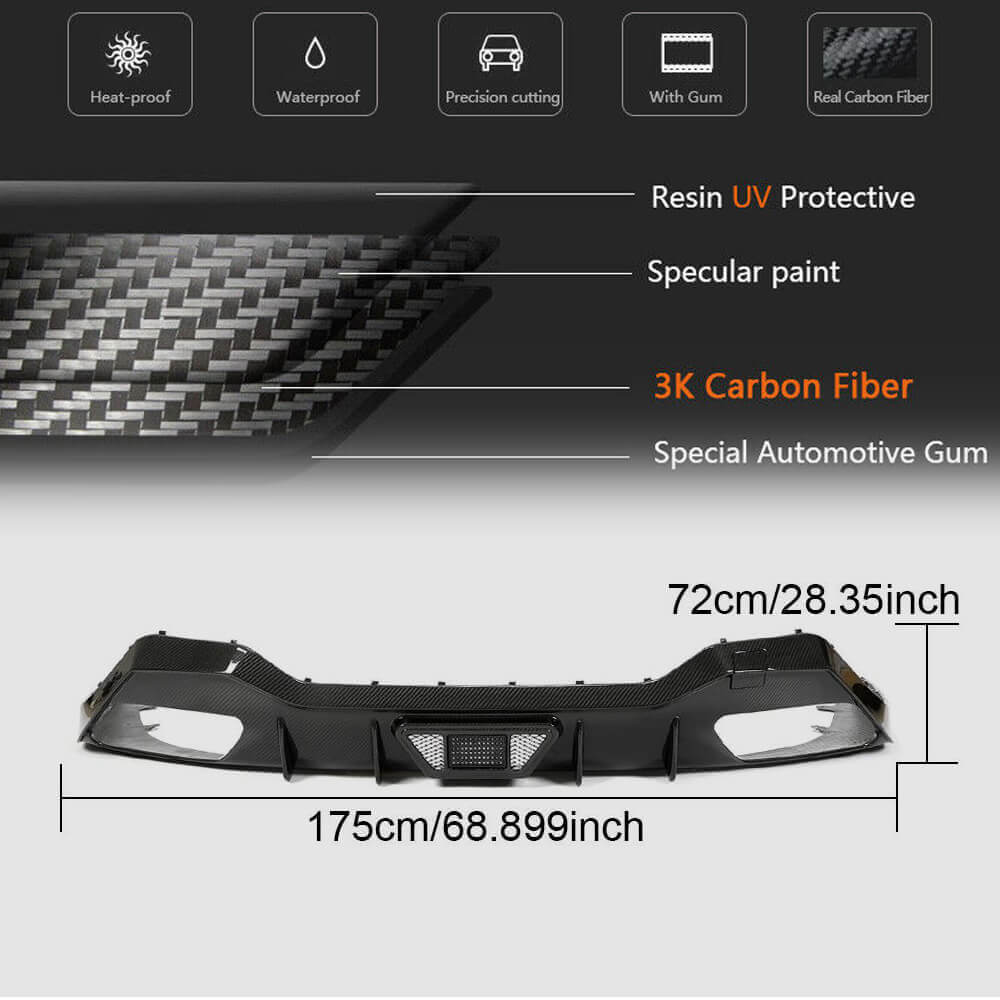 Rear Bumper Diffuser V1 for G14/G15 M-Sport, Carbon for BMW 8 cерія G14/G15/G16 2018- - image 4
