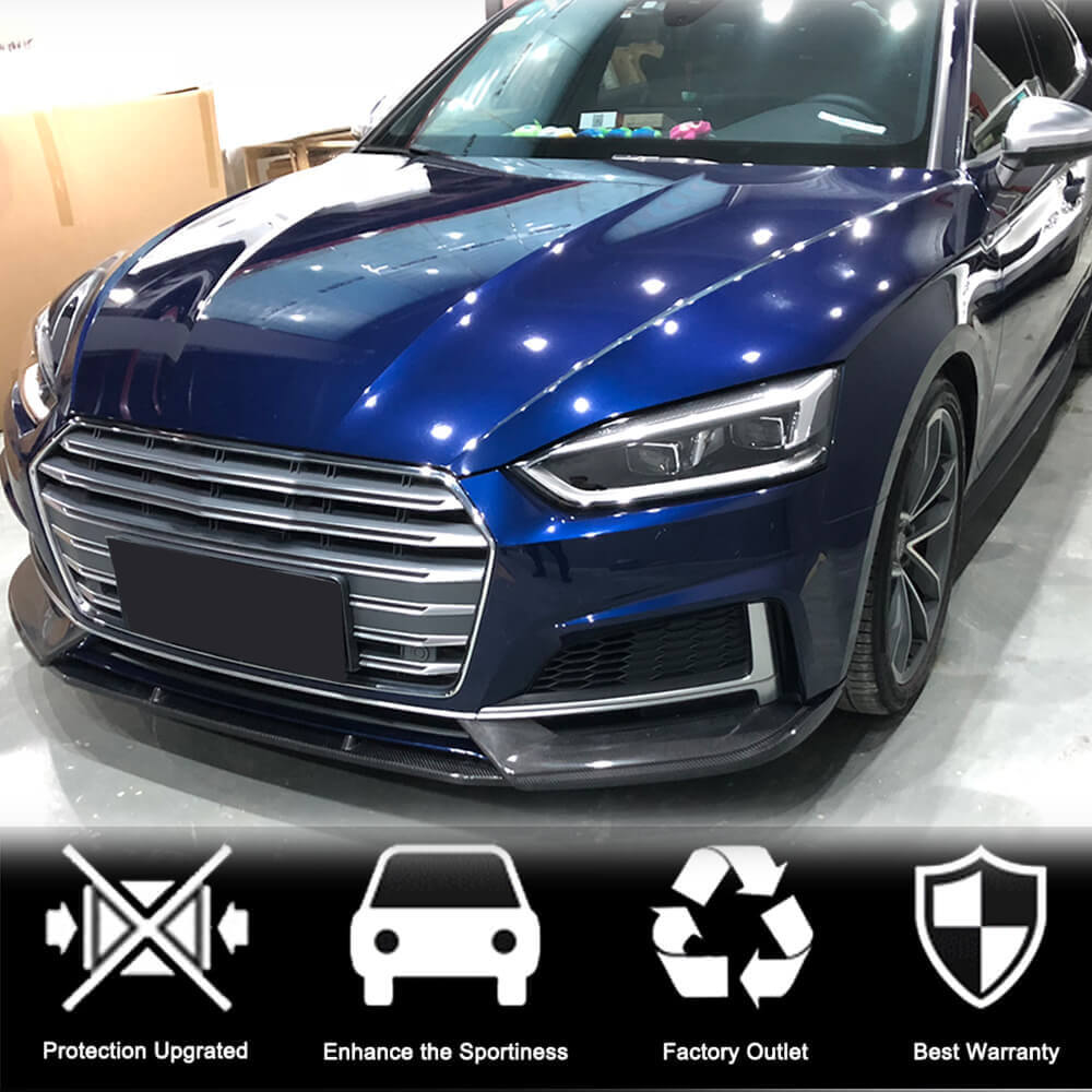 Front Bumper Lip Spoiler (for S-Line Coupe/Cabriolet 2016-2020, Carbon) for Audi A5 2016-2025 - image 4