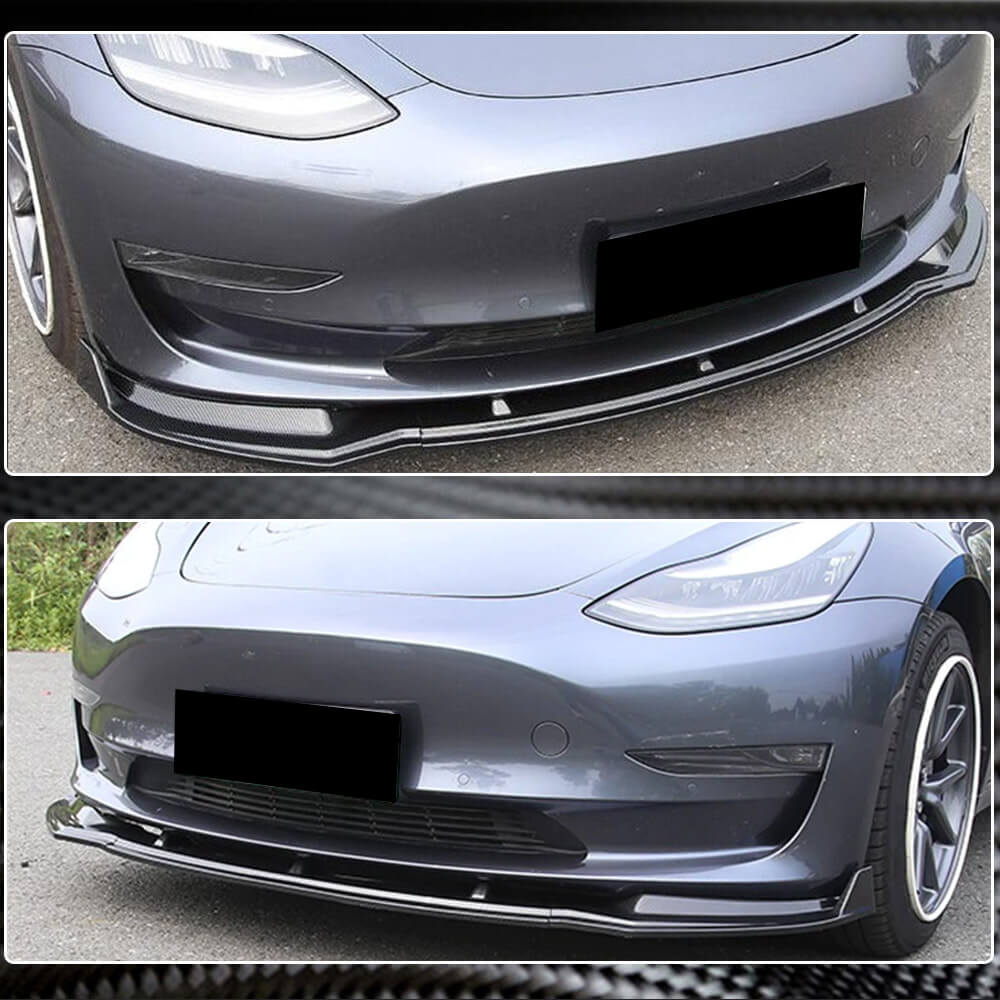 Front Bumper Lip V5 (2017-2023, Carbon) for Tesla Model 3 2017- - image 4