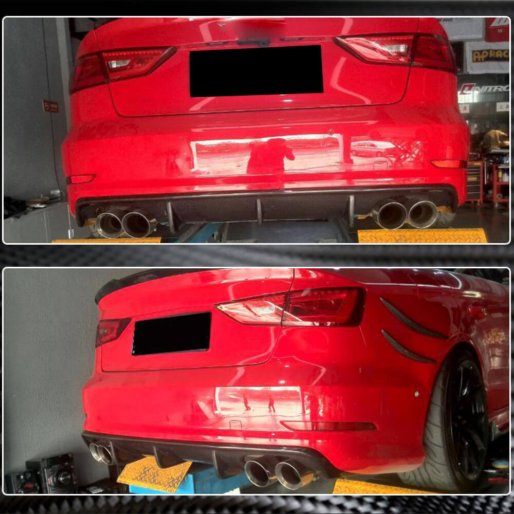 Rear Bumper Diffuser V2 (for S-Line SD 2012-2016, Carbon) for Audi A3 2012-2020 - image 4