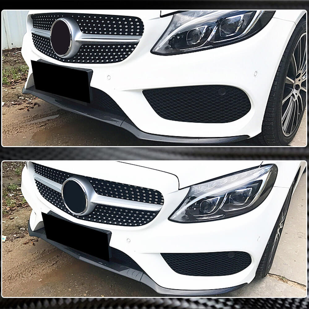 Front Bumper Lip V4 for C43 AMG 2015-2019 Carbon for Mercedes C-сlass W205 2014-2021 - image 4