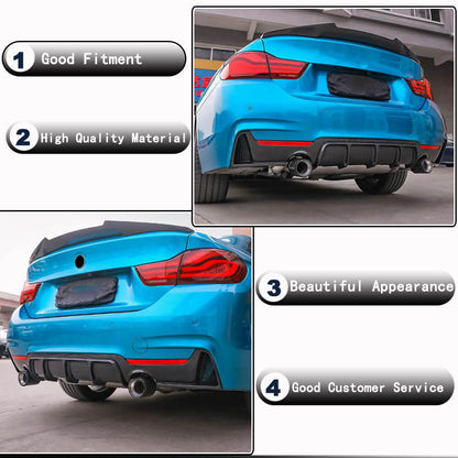 Rear Bumper Diffuser Carbon Fiber V4 (M-Sport) for BMW 4 series F-32 2012-2020 - image 4