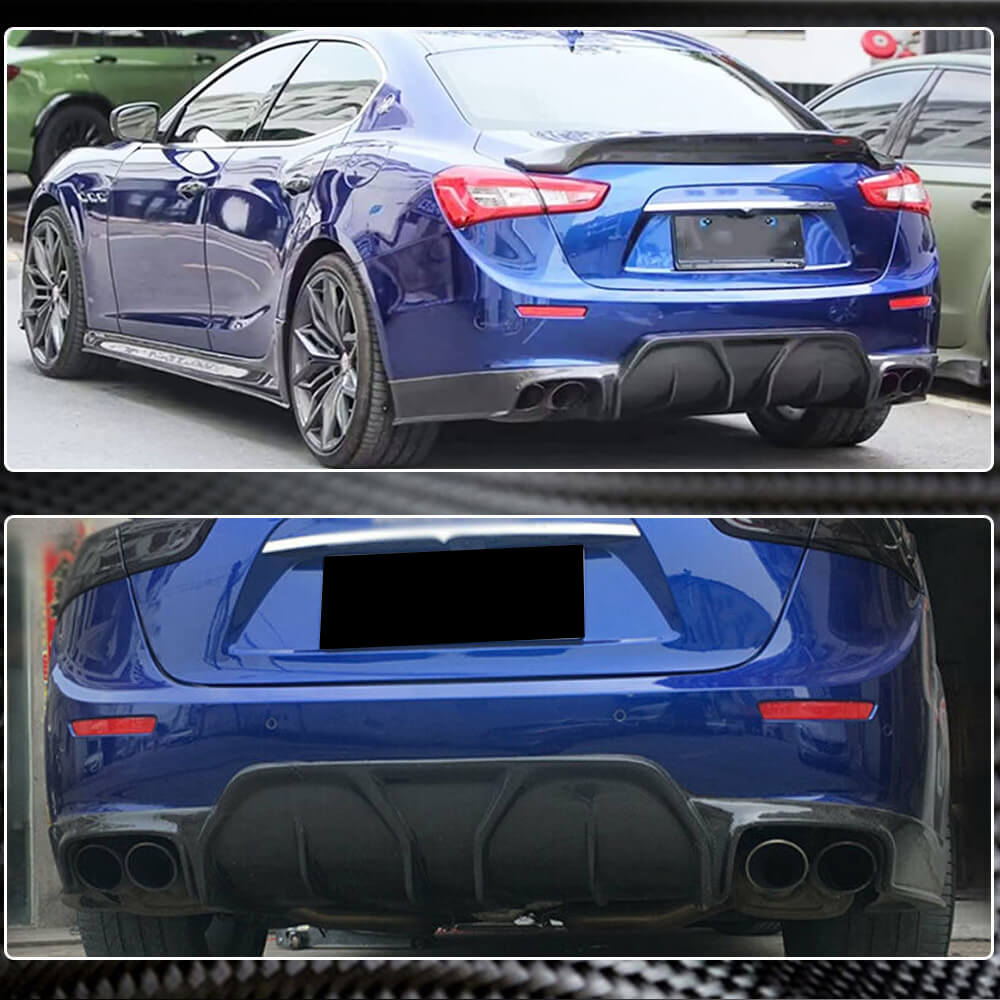 Rear Bumper Diffuser (for Base/S/S Q4 2014-2017, Carbon) for Maserati Ghibli 2013-2023 - image 4