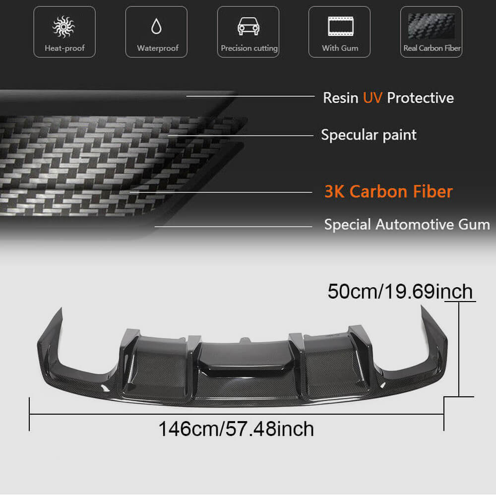 Rear bumper diffuser (for S4 2013-2015, Carbon) for Audi A4 B8 2007-2015 - image 4