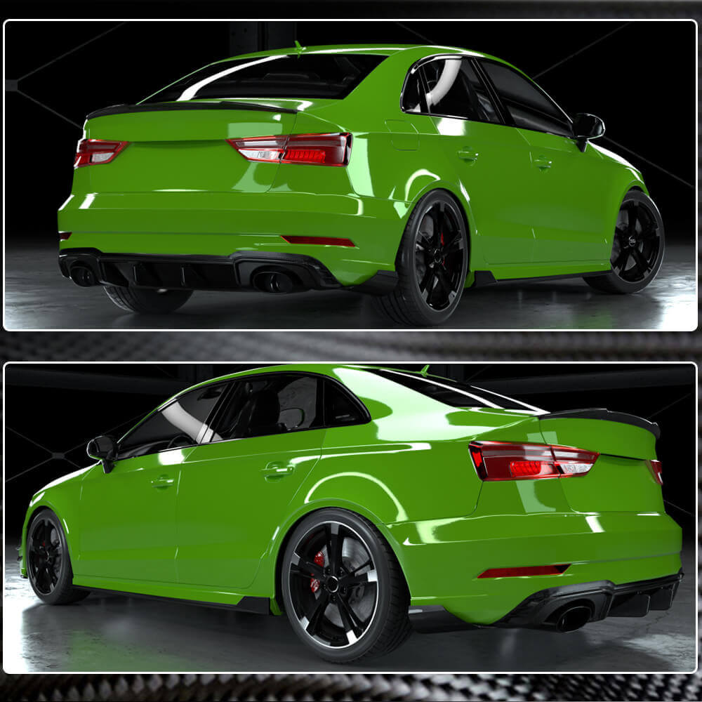 Rear Bumper Diffuser V1 for RS3 SD 2017-2019, Carbon for Audi A3 2012-2020 - image 4