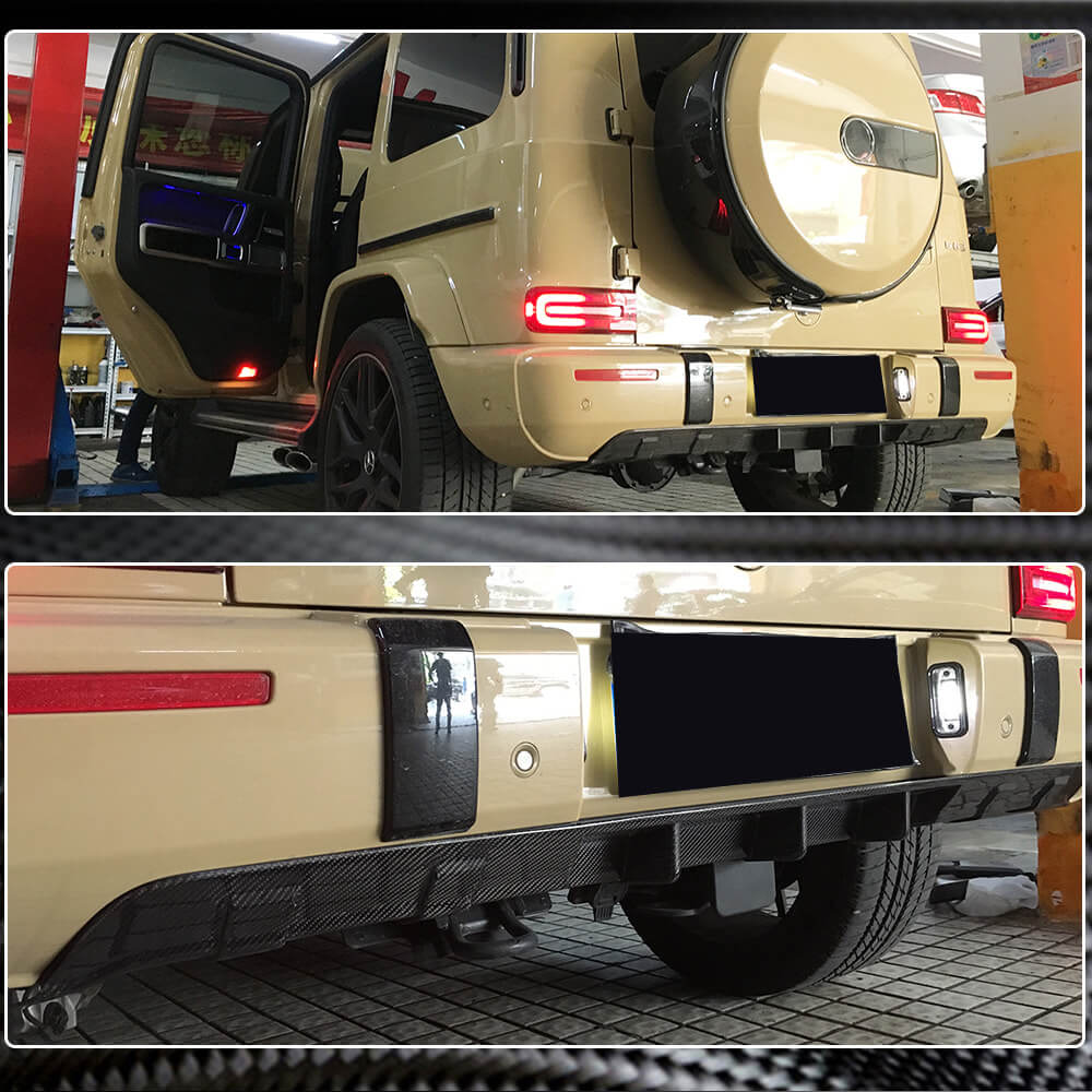 Rear Bumper Diffuser V1 for G63 AMG, Carbon for Mercedes G сlass W463 2018-2024 - image 4