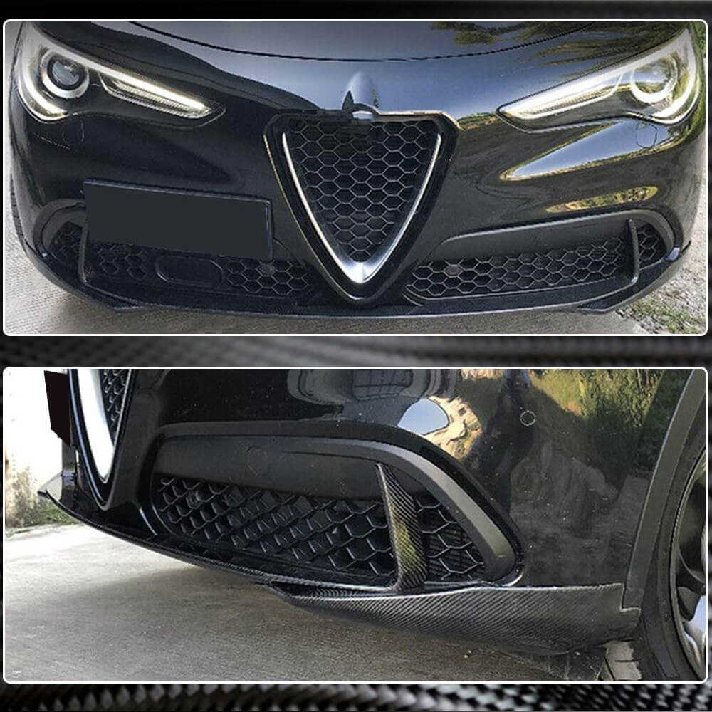Front lip spoiler (for Base, 2017-2023, Carbon) for Alfa Romeo Stelvio 2016- - image 4