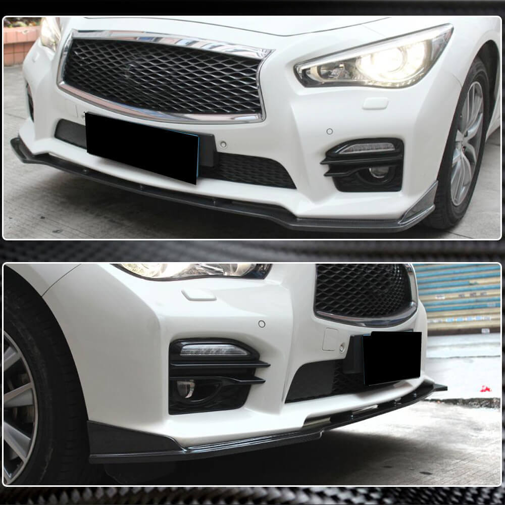Lip V2 front bumper cover (for Q50 Sport 2014-2017, Carbon) for Infiniti Q50/Q60 2013-2024 - image 4