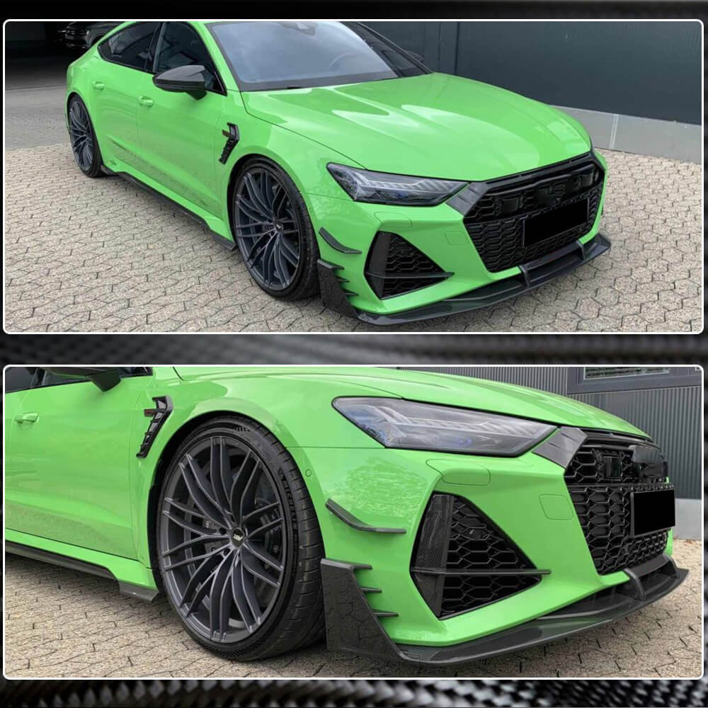 Front bumper lip V1 (for RS7 2018-2022, Dry carbon) for Audi A7 2018- - image 4