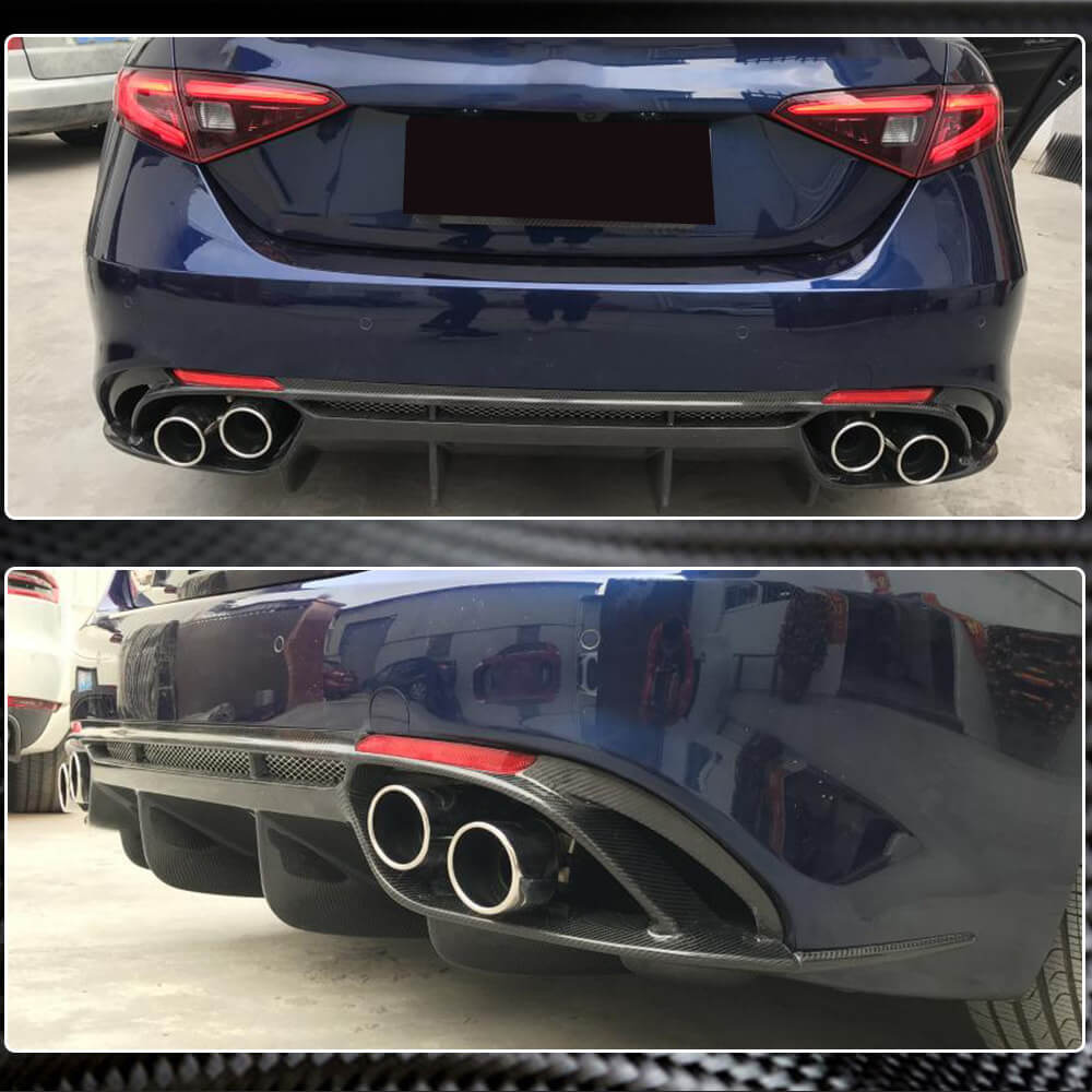 Rear Bumper Diffuser V1 (for Base, Carbon) for Alfa Romeo Giulia 2016-2022 - image 4