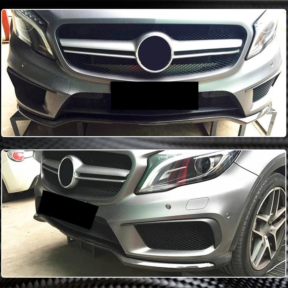Front Bumper Lip Spoiler (for GLA45 AMG 2013-2016, Carbon) for Mercedes GLA X156 2014-2019 - image 4