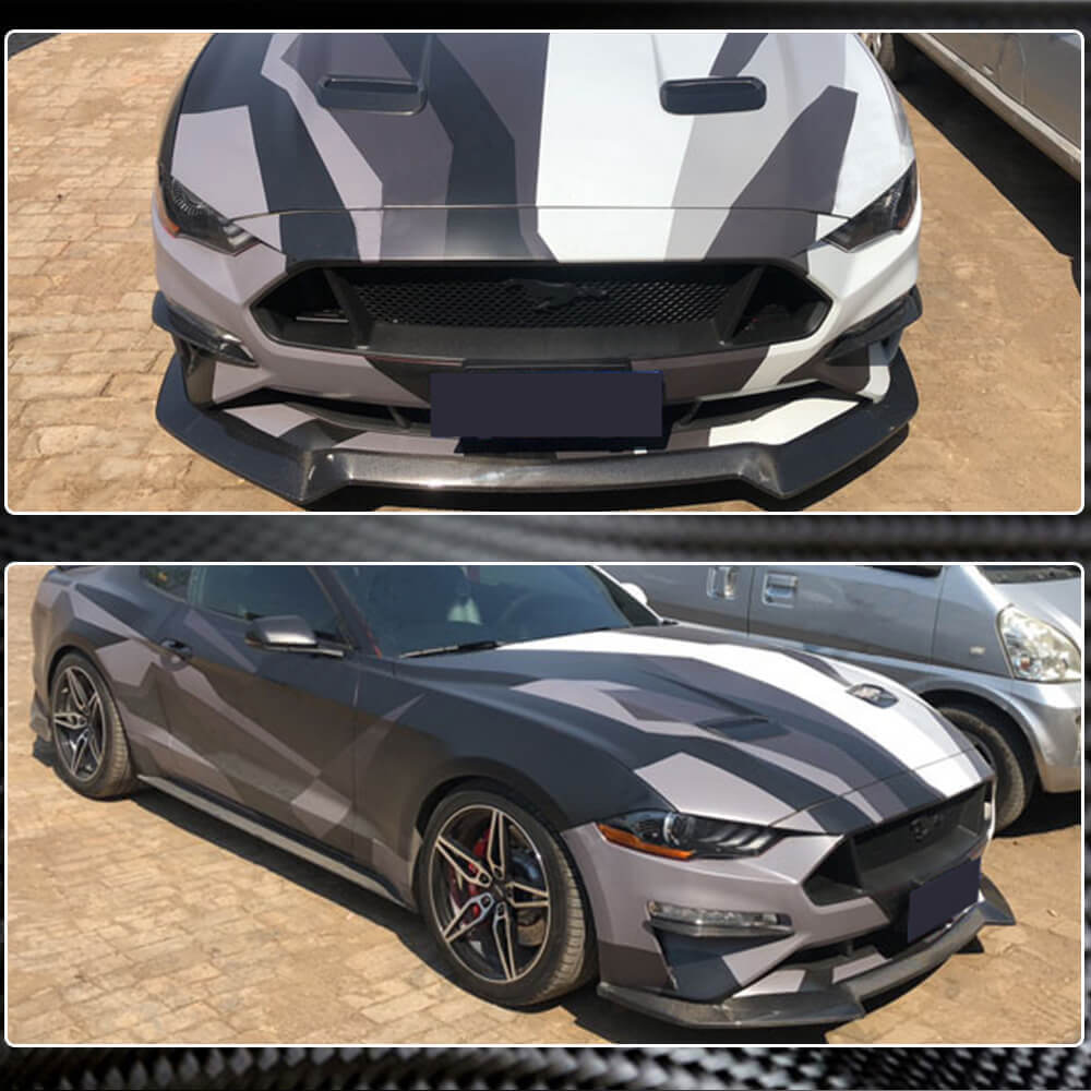 Front Bumper Lip Spoiler (2017-2020, Carbon) for Ford Mustang 2015-2023 - image 4