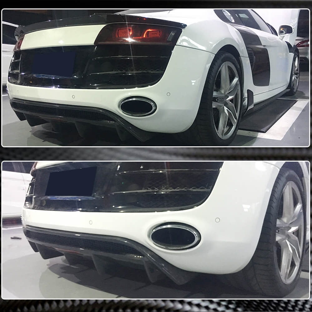 Rear Bumper Diffuser Carbon Fiber for Audi R8 2006-2015 - image 4