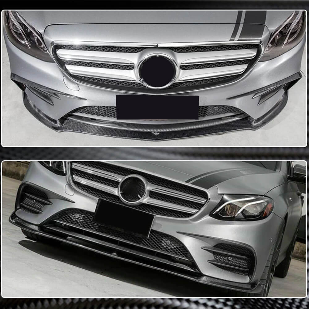 Front Bumper Lip V1 for AMG-Line / E43 AMG 2016-2019, Carbon for Mercedes E-сlass W213 2016-2023 - image 4