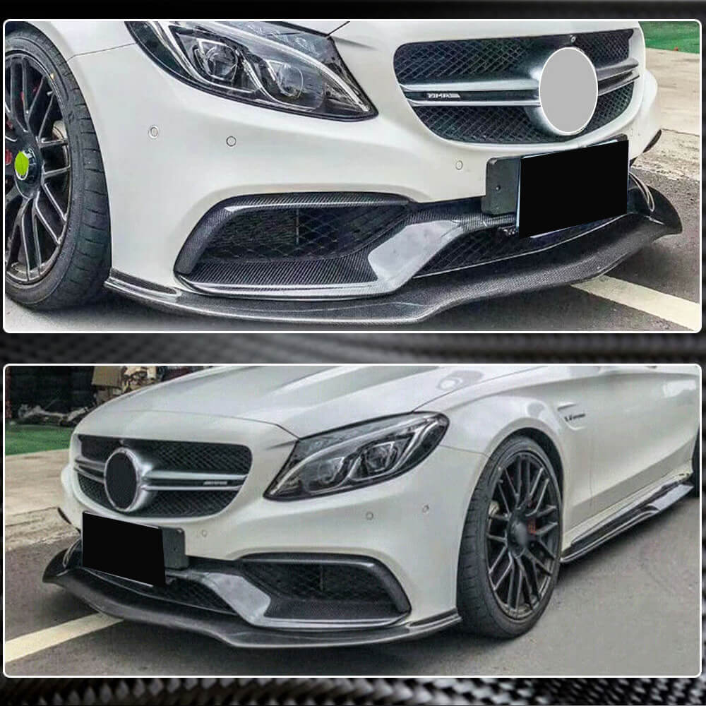 Lip V2 front bumper cover (for SD C63 AMG 2015-2019, Carbon) for Mercedes C-class W205 2014-2021 - image 4