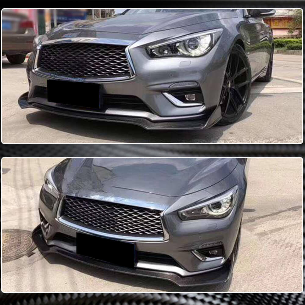 Lip V1 front bumper cover (for Q50 Base 2018-2023, Carbon) for Infiniti Q50/Q60 2013-2024 - image 4