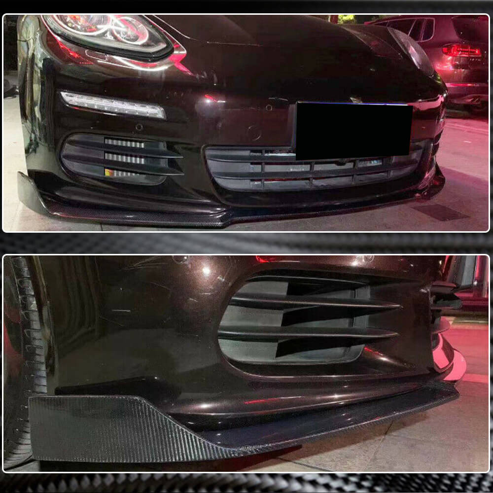 Front Bumper Lip Spoiler (for Base 2013-2016, Carbon) for Porsche Panamera 2009-2016 - image 4