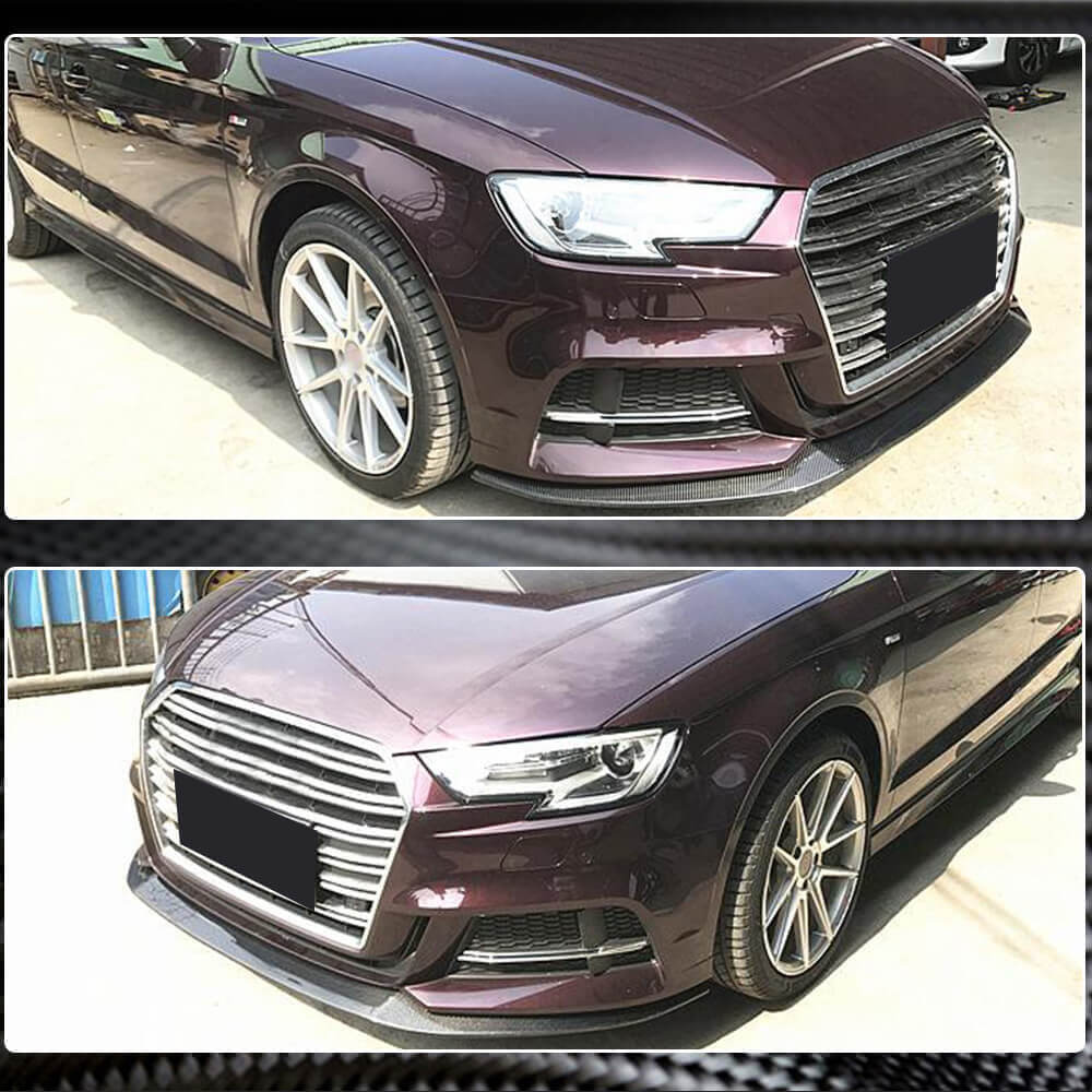 Front Bumper Lip V3 (for S-Line SD 2017-2020, Carbon) for Audi A3 2012-2020 - image 4