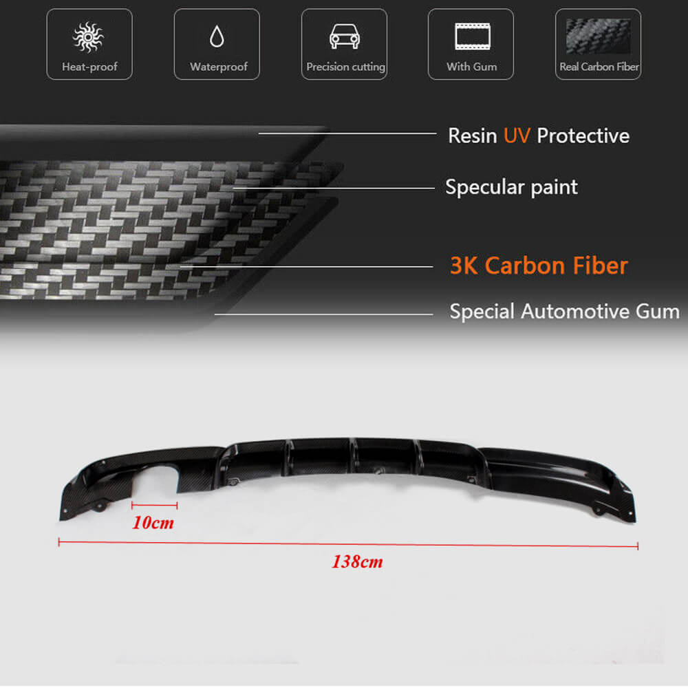 Rear Bumper Diffuser Carbon Fiber V3 (for M-Sport) for BMW 3 series F-30/31/34 2012-2019 - image 4