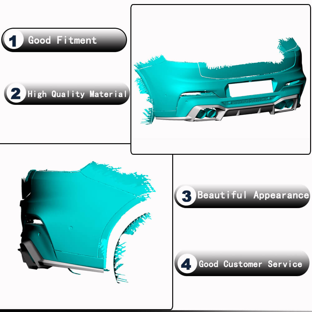 Rear Bumper Diffuser (for F98 2018-2021, Carbon) for BMW X4 G02 2018- - image 4