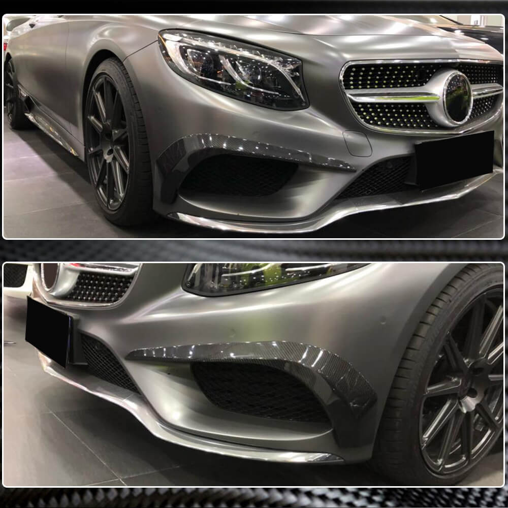 Front bumper inserts (for AMG-Line 2015-2018, Carbon) for Mercedes S-class C217 Coupe 2014-2020 - image 4