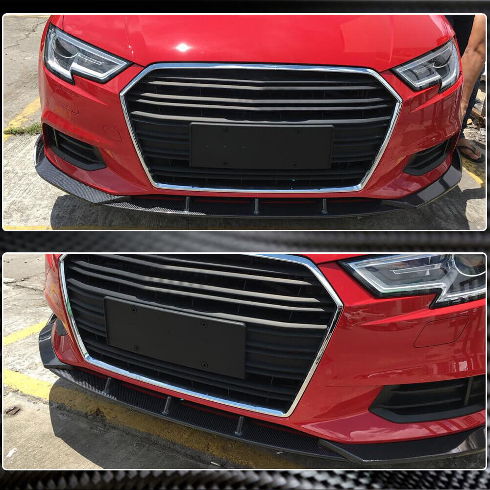 Front Bumper Lip Lip V1 (for Base 2017-2020 Sedan, Carbon) for Audi A3 2012-2020 - image 4