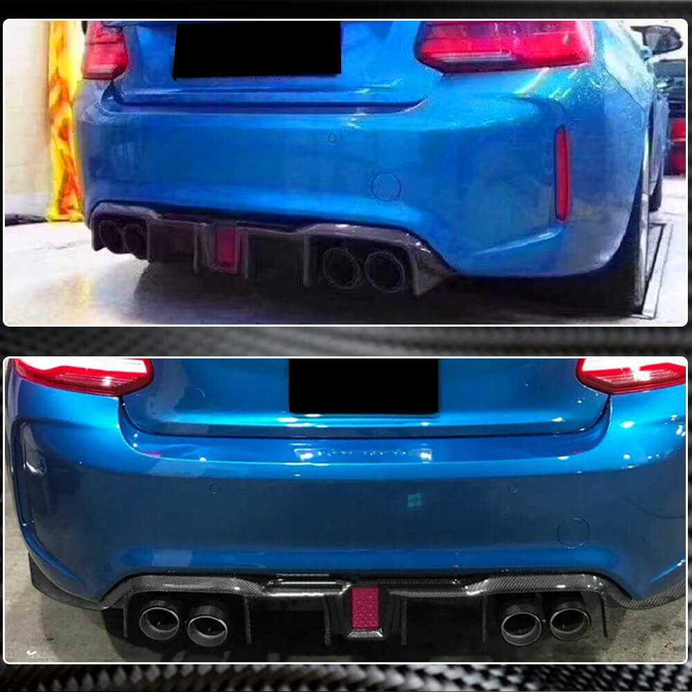 Rear Bumper Diffuser Splitters With LED Brake Light Carbon Fiber V8 (for F87) for BMW 2 Series F22/23 2014-2021 - image 4