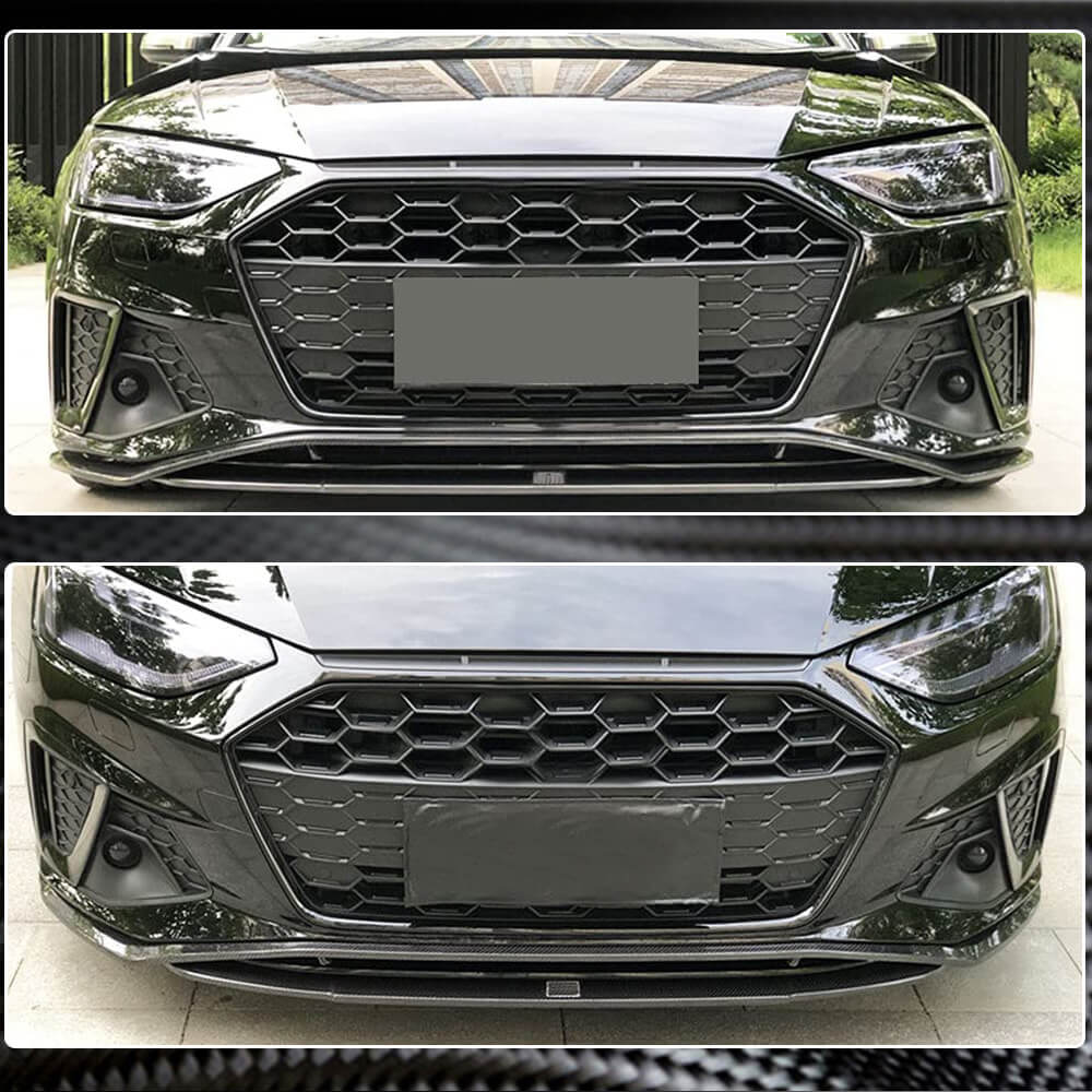 Front Bumper Lip V2 (for S-Line SD 2019-2024, Carbon) for Audi A4 B9 2015-2024 - image 4