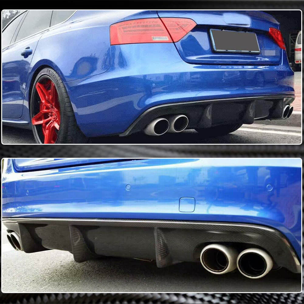Rear bumper diffuser V1 (for S-Line 2012-2015, Carbon) for Audi A5 2007-2015 - image 4