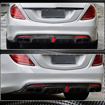 Rear bumper diffuser with exhaust tips (for S63 AMG 2014-2017, Carbon) for Mercedes S-сlass W222 2013-2022 - image 4