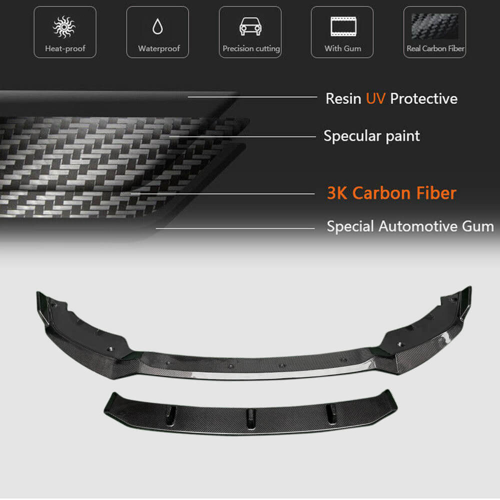 Front Bumper Lip (for M-Sport 2018-2022, Carbon) for BMW X6 G06 2019–2027 - image 4