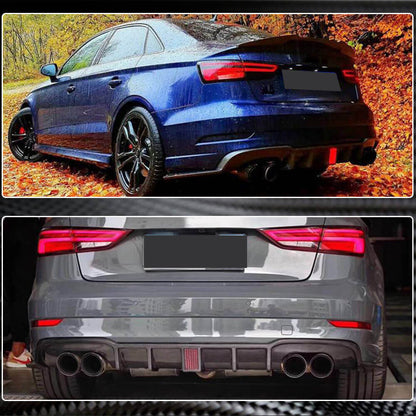 Rear Bumper Diffuser with LED Brake Light V2 (for RS3 2017-2019, Carbon) for Audi A3 2012-2020 - image 4