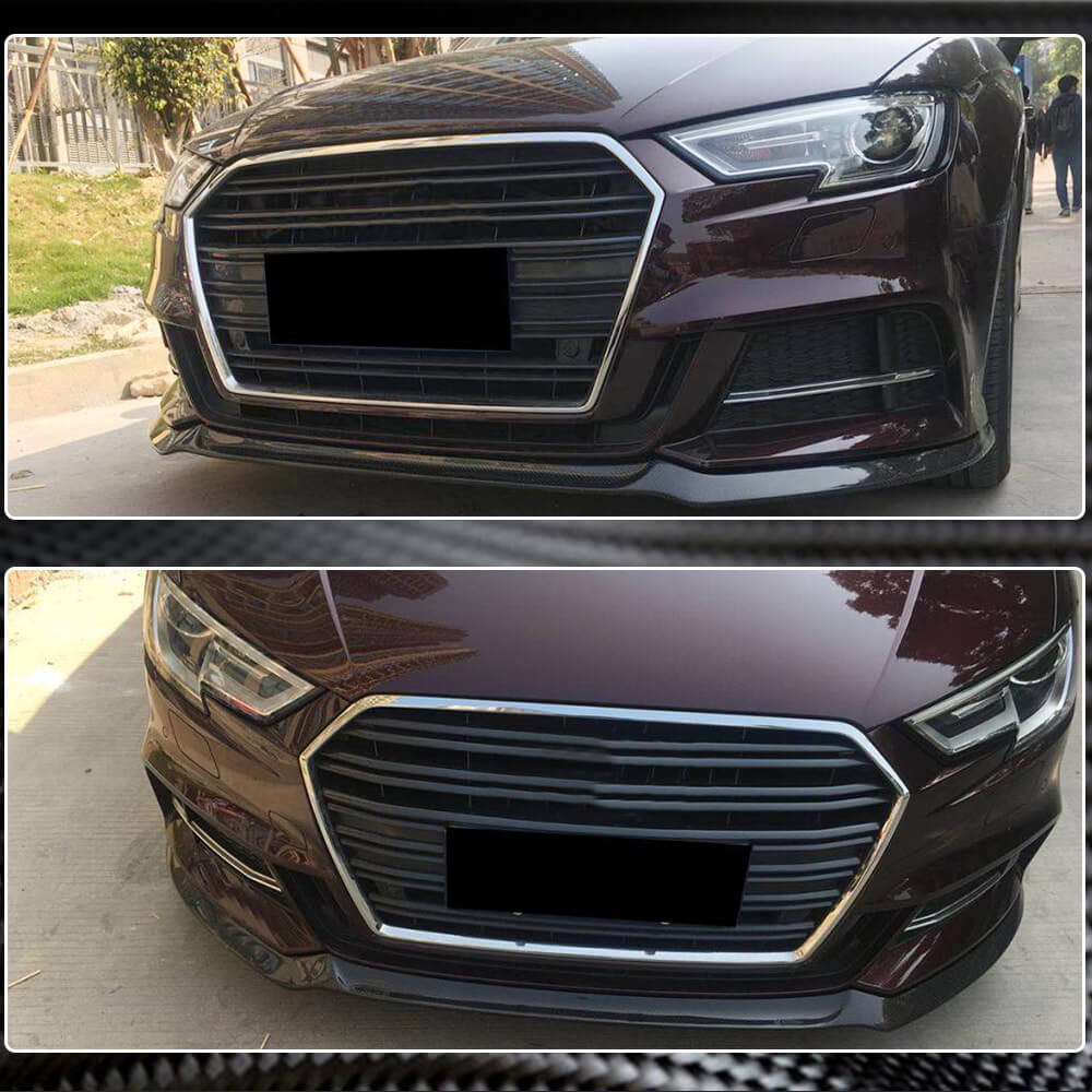 Front Bumper Lip V1 (for S-Line 2017-2020 HB, Carbon) for Audi A3 2012-2020 - image 4