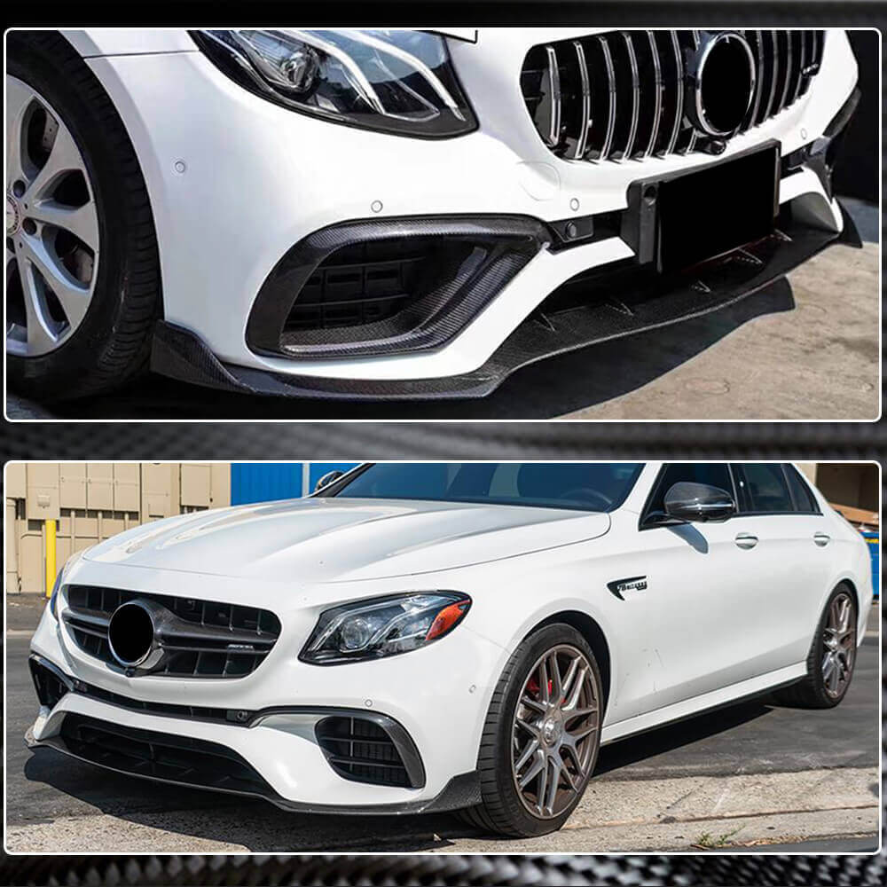 Front Bumper Lip V1 for E63 AMG 2016-2019 Carbon for Mercedes E-сlass W213 2016-2023 - image 4