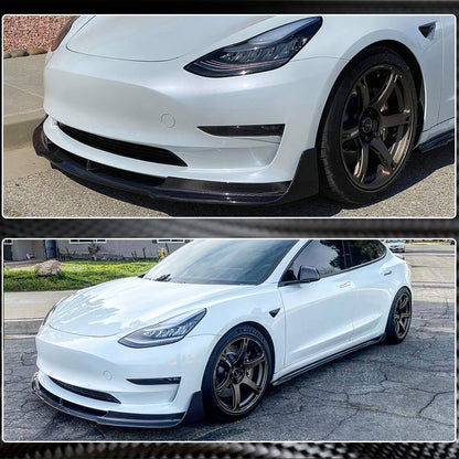 Front Bumper Lip V1 (2017-2023, Carbon) for Tesla Model 3 2017- - image 4