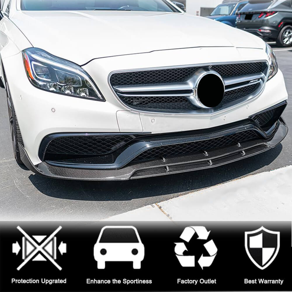 Front Bumper Lip V1 Add-on (for CLS63 AMG SD 2015-2018, Carbon) for Mercedes CLS C218 2011-2018 - image 4