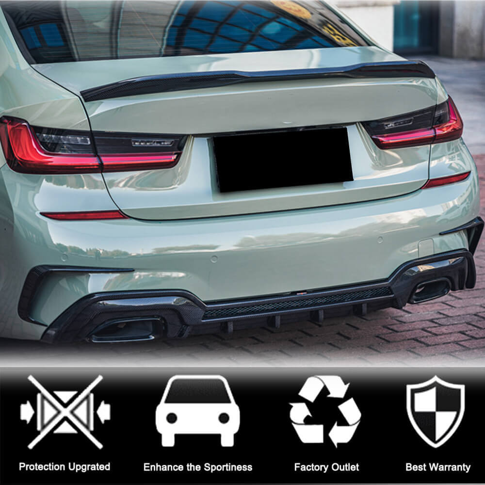 Rear Bumper Flap Extensions (for M-Sport 2018-2022, Carbon) for BMW 3 Series G20/21 2018- - image 4