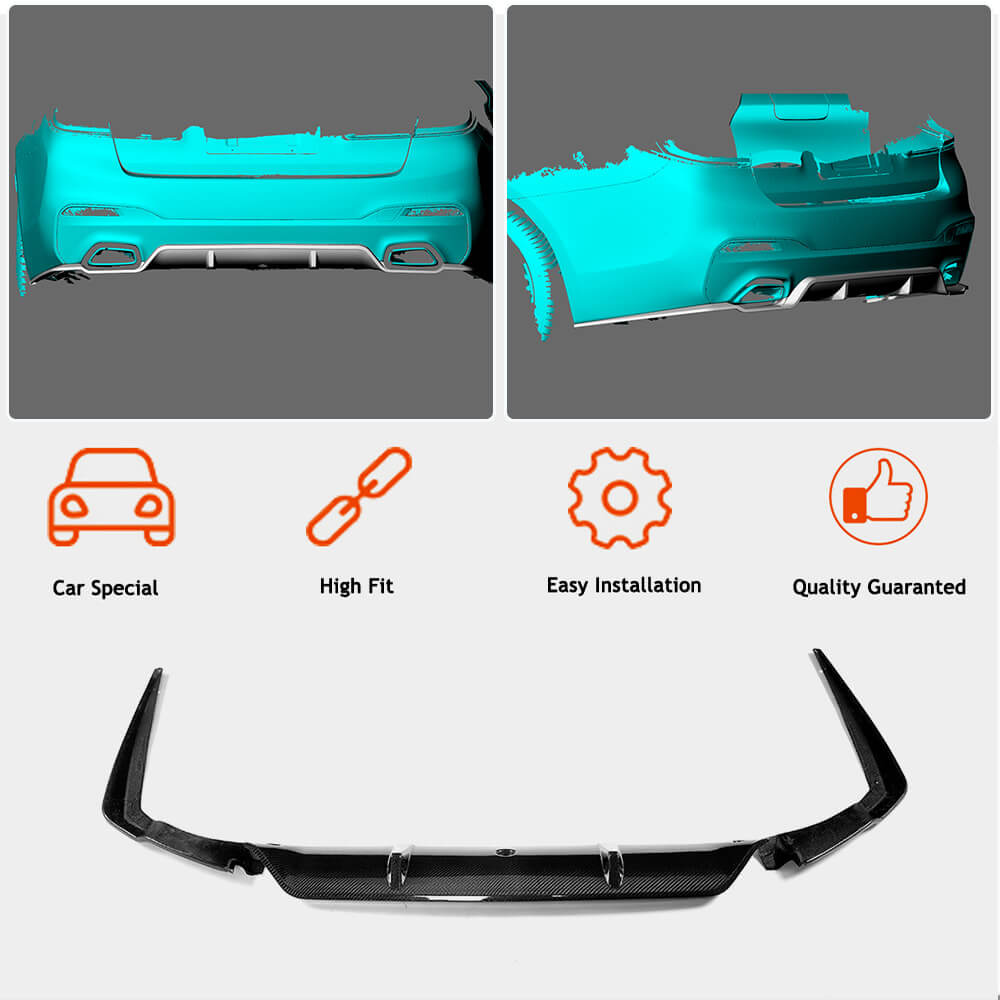 Rear Bumper Diffuser V6 (for M-Sport/M5 F90, Carbon) for BMW 5 Series G30/G31 2017-2023 - image 4