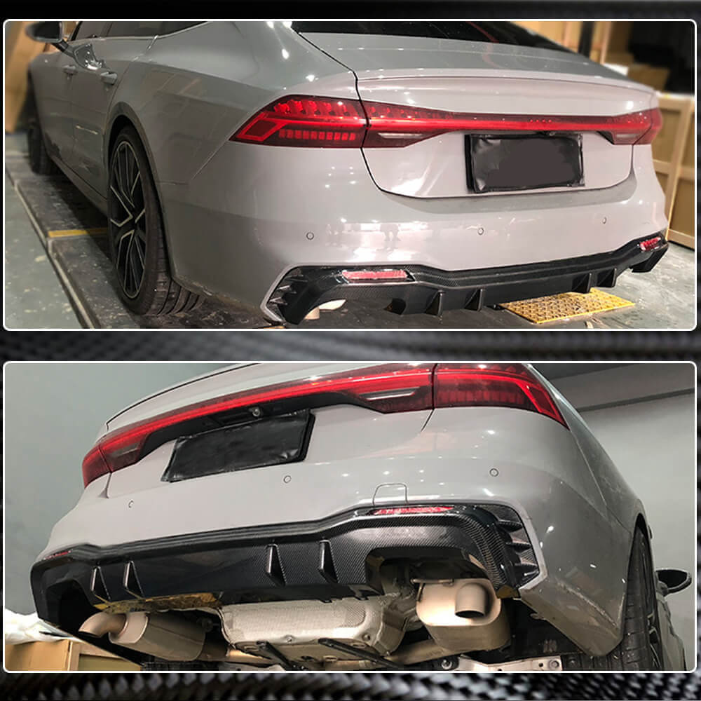 Rear Bumper Diffuser (for S-Line 2018-2022, Carbon) for Audi A7 2018- - image 4