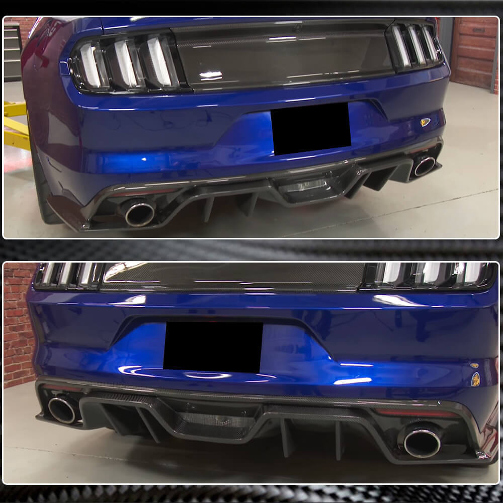 Rear Bumper Diffuser V2 (2015-2017, Carbon) for Ford Mustang 2015-2023 - image 4